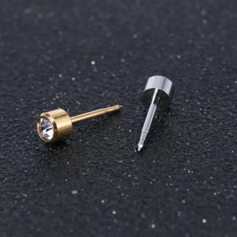 Anting Tusuk Titanium Steel Anting tusuk permata Anti Karat earring gemstone stab Anting Permata pria wanita