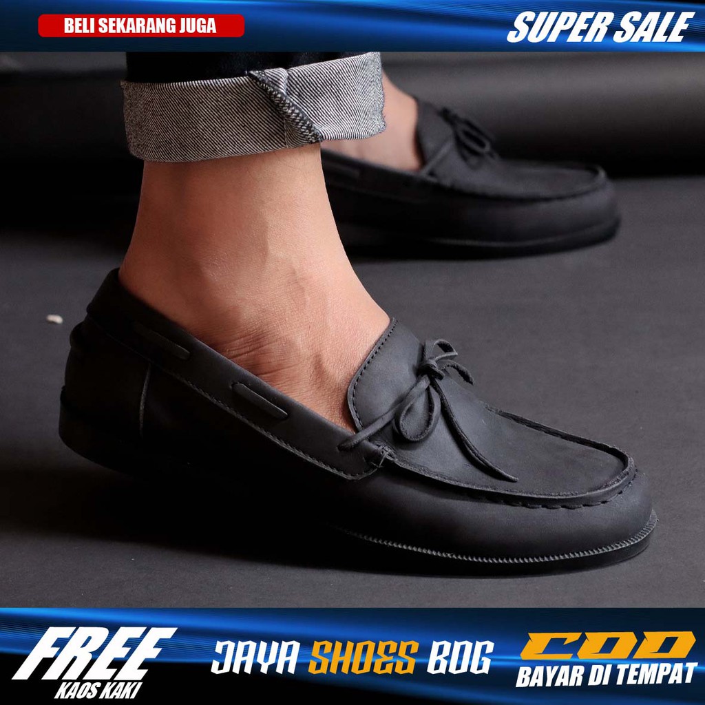 TERBARU Sepatu Casual Loafers Pria Kulit Asli Tali Antislip Original Branded Formal Kerja Cowok