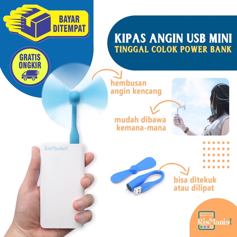 USB FLEXIBLE COOLER - Kipas Angin Portable Colok Charger Power Bank Laptop Komputer Mini Fan Praktis