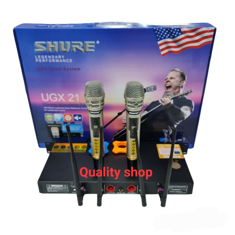 mic microphone wireless uhf shure ugx21 2 mic handheld 200ch frequency