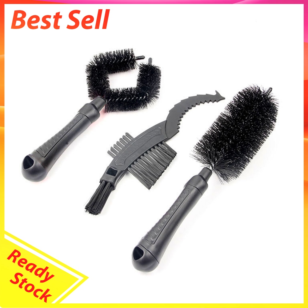 3pcs Bike Motorcycle Chain Cleaner Tire Wheel Brushes Cleaning Tool Sets