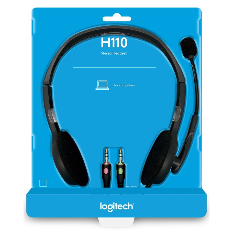 Logitech H110 Headset Stereo Dual Plug 3.5 mm Mic Flexible Handset Headphone