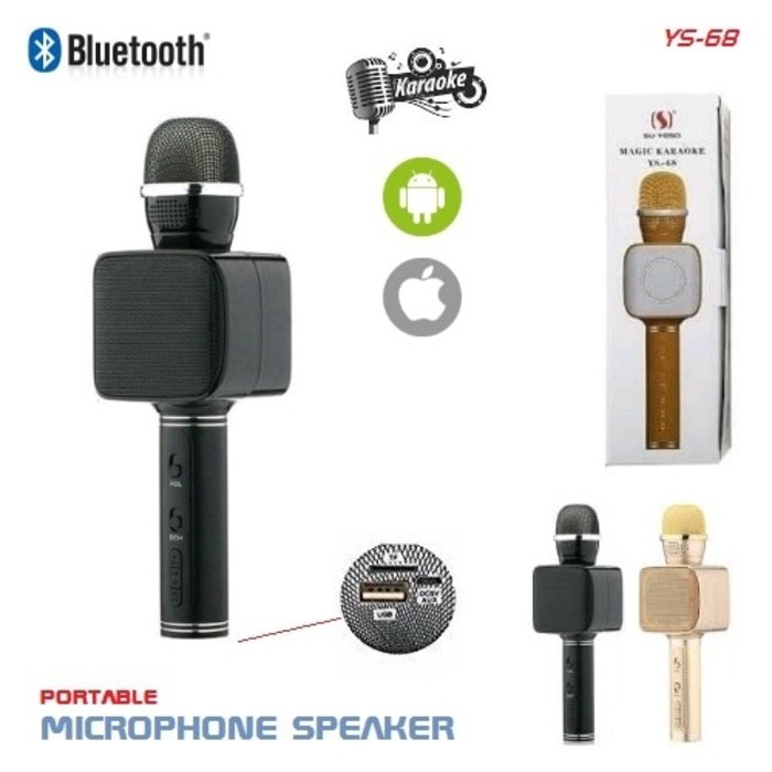 YS-68 Karoke Mic Bluetooth YS 68 Karaoke Speaker Portable Magic Microphone Alat Nyanyi Menyanyi Lagu