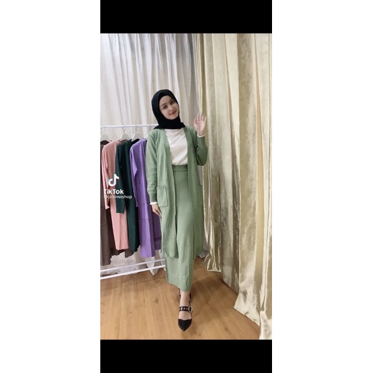 PROMO!!!!!!!ONE SET BELLE CARDY+ROK RAJUT SPAN SCUBA/SET OOTD WANITA MURAH