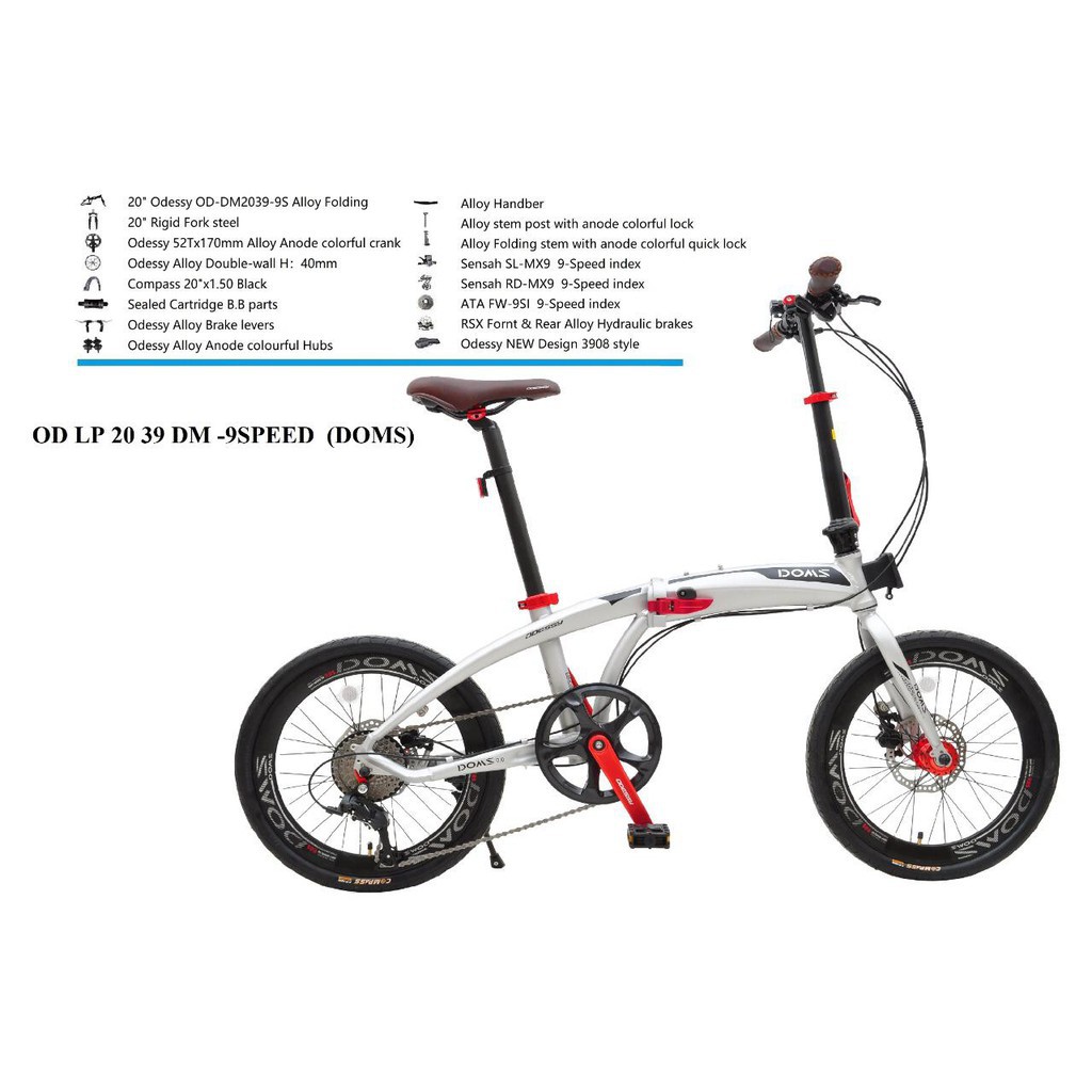 Sepeda Lipat Folding Bike 20 Odessy Doms 9 Speed harga terjangkau