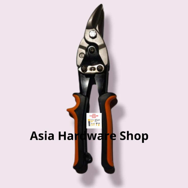 Gunting Baja Ringan Bengkok Kanan 10 Inch Inci BLACKFOOT Gunting Hollow Seng Plat Tipe Bengkok Kanan