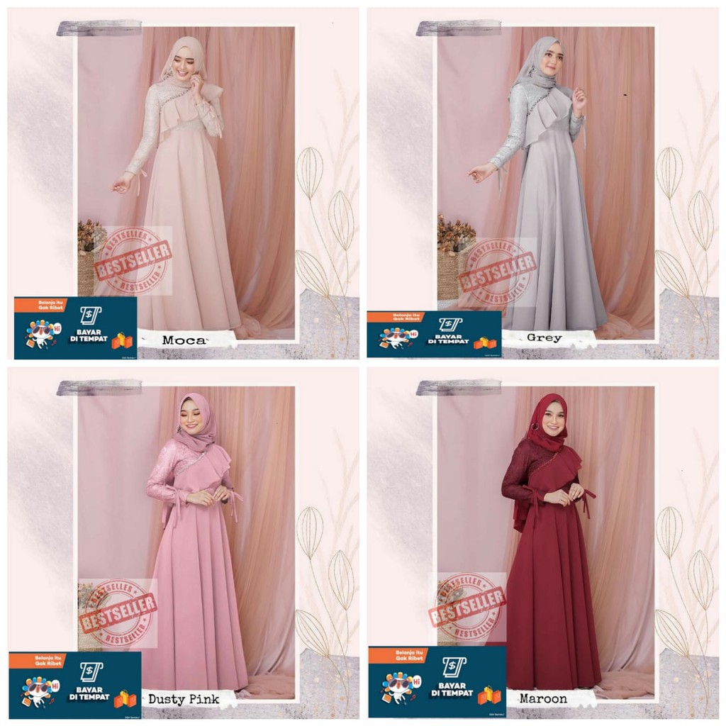 DRESS KONDANGAN MUSLIM MODERN TERBARU 2021 REMAJA KEKINIAN LUCIANA MAXI M L XL XXL