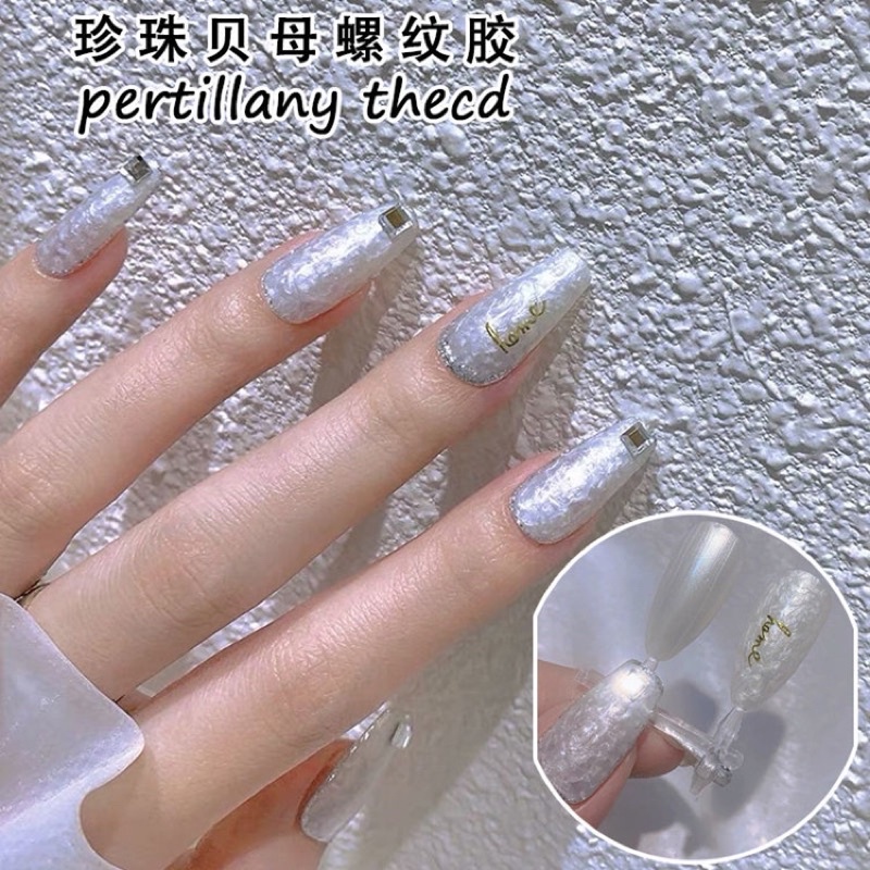 PEARL SILVER STONE MARBLE GEL POLISH KUTEK PEARL BROKEN WHITE KUTEK GEL PEARL