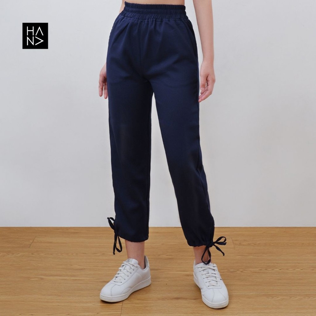 HanaFashion JKT - Cassie Long Pants Celana Panjang Bahan Tali Bawah Wanita - LP055