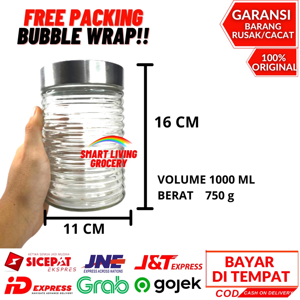 TOPLES KACA KEDAP UDARA 2 LITER WADAH TEMPAT TOPLES LODONG PENYIMPANAN MAKANAN CAMILAN SNACK 2 LITER