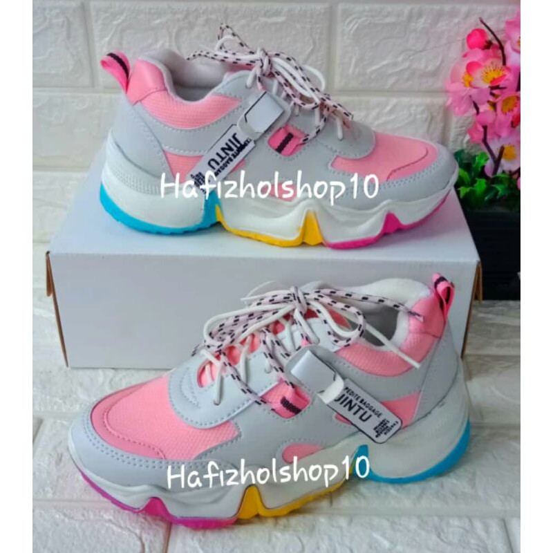 Sepatu Wanita Sepatu Jintu Pelangi Sepatu Korea Casual Sport New