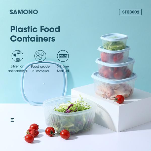 SAMONO SFKB002 1 Set 5pcs Silver Ion Antibacterial Plastic Food Container Fresh Keeping Box