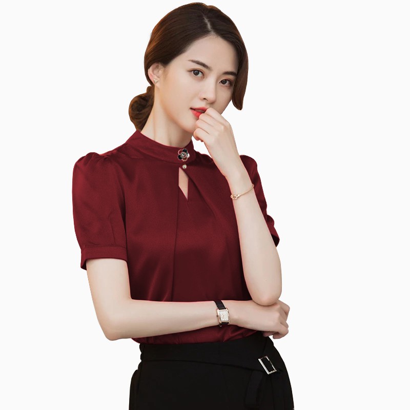 Blus Lengan pendek gaya korea variasi bross model terbaru - XSHOP Nerisa