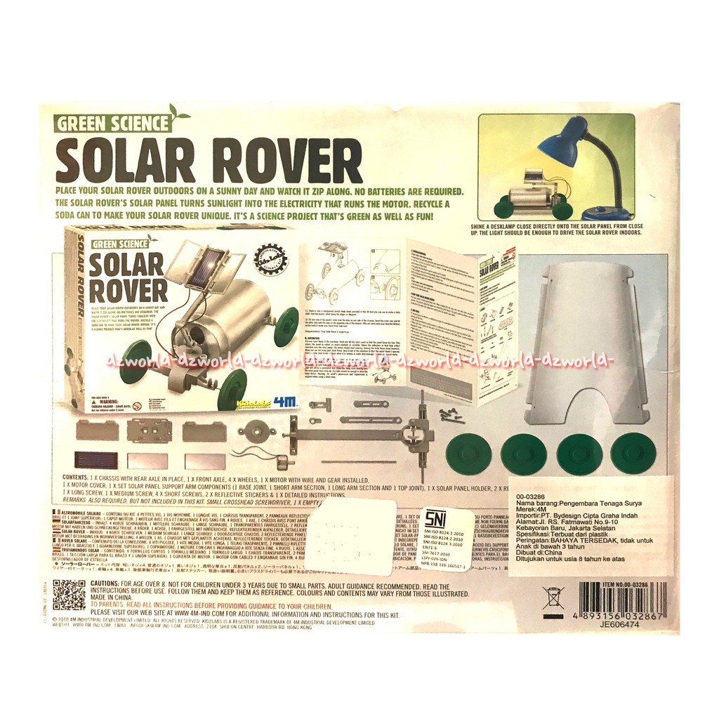 Green Science Solar Rover mainan anak dibuat dari kaleng soda bekas dengan sumber cahaya matahari