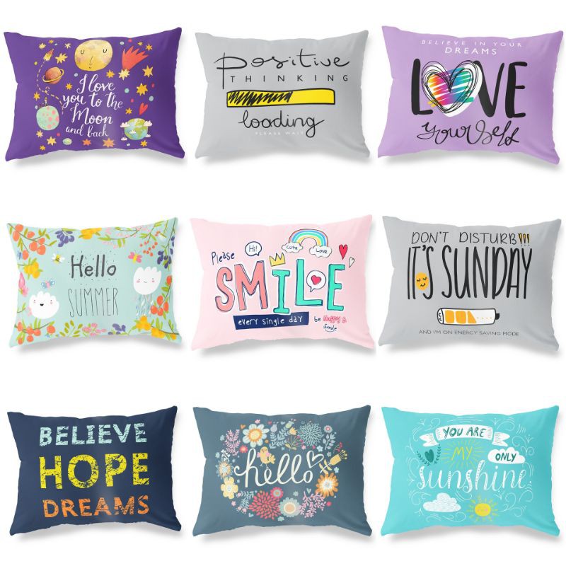 BANTAL TIDUR ANAK 45X30 CM PRINT MOTIF QUOTE KATA MOTIVASI MIX