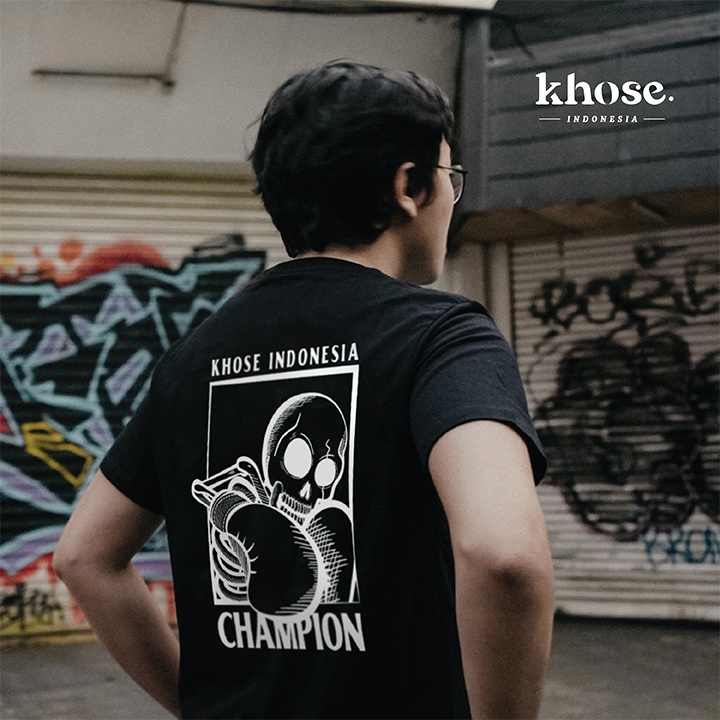 KHOSE T-SHIRT BOXING CHAMPION KODE W-06 / KAOS OVERSIZE KEREN RETRO