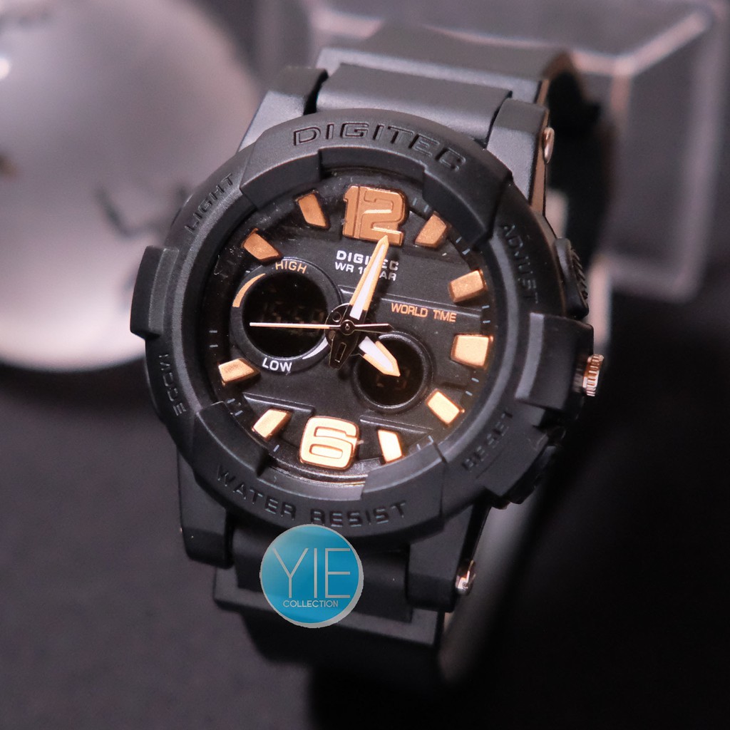 TOP LIST PRODUK Jam Tangan Wanita Digitec DG 2073 Dual Time (DG-2073-T)-Hitam rosegold
