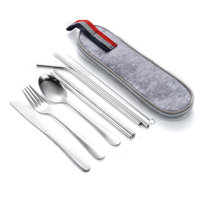 ESGE SET PREMIUM 7IN1 (SILVER) | pipet Stainlesss - Sedotan Stainless