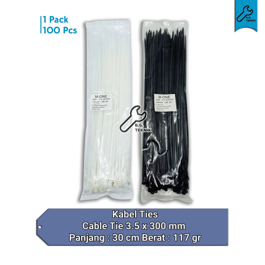 Kabel Tis / Cable Ties Variasi Ukuran 3.5 X 300 [100 Pcs]