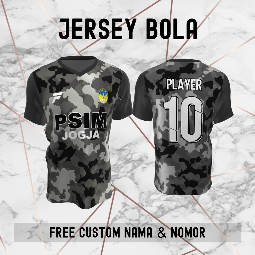 Jersey PSIM Jogja Loreng Abu Klub Bola Baju Kaos Custom Nama dan Nomor Punggung - 619