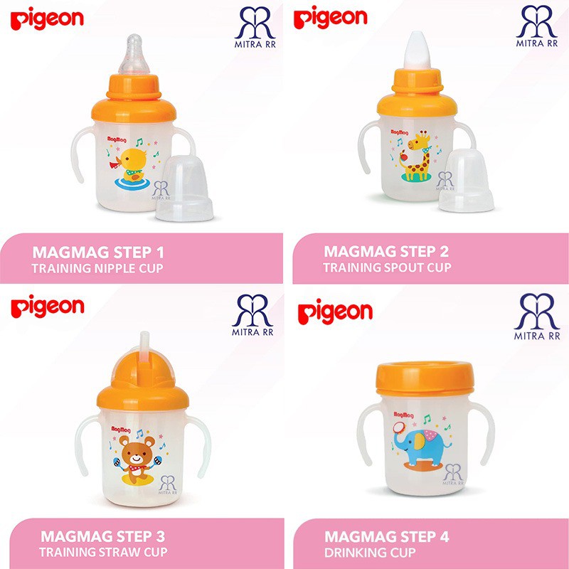 Pigeon Magmag Mag-Mag All In One Set/ Step 1 2 3 4 /Gelas Botol Minum Anak Bayi Training Cup System