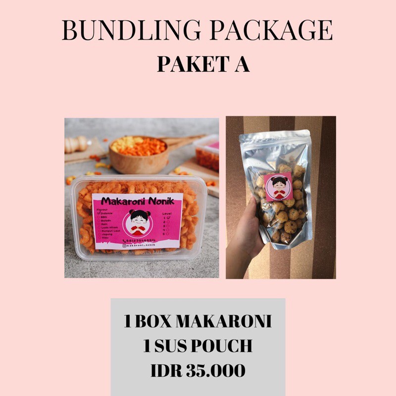 

Bundling Package Makaroni Nonik Sus Kering Cokelat / Makaroni Pedas / Makaroni Renyah