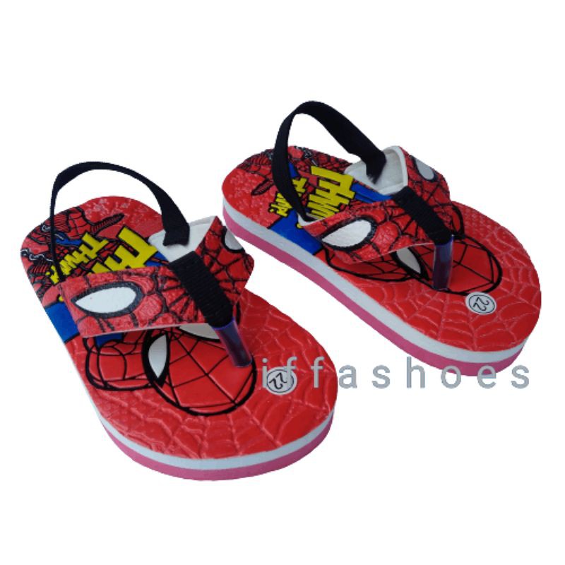 Sandal Jepit Anak Laki Laki Baby Kids Muka Printing Press Spidermen