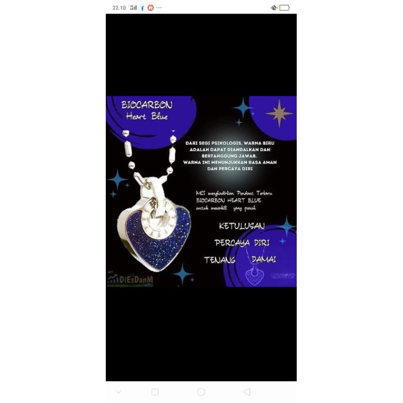 pendant biocarbon heart blue MCi original