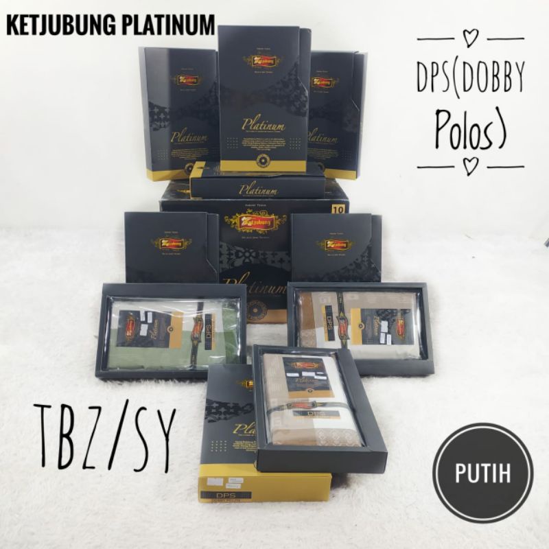 Sarung Ketjubung Platinum DPS (Dobby Polos) Putih Ecer Grosir SN