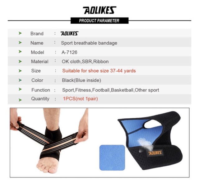 7126 AOLIKES ANKLE SUPPORT PAD SLEEVE WRAP DEKER PELINDUNG ENGKEL KAKI