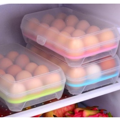 Tempat Box Telur 15 Lubang Sekat Kotak Box Organizer  Serbaguna