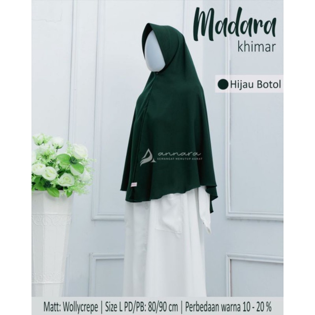Size L ||  Khimar wollycrepe pad Antem|| hijab instan Annara