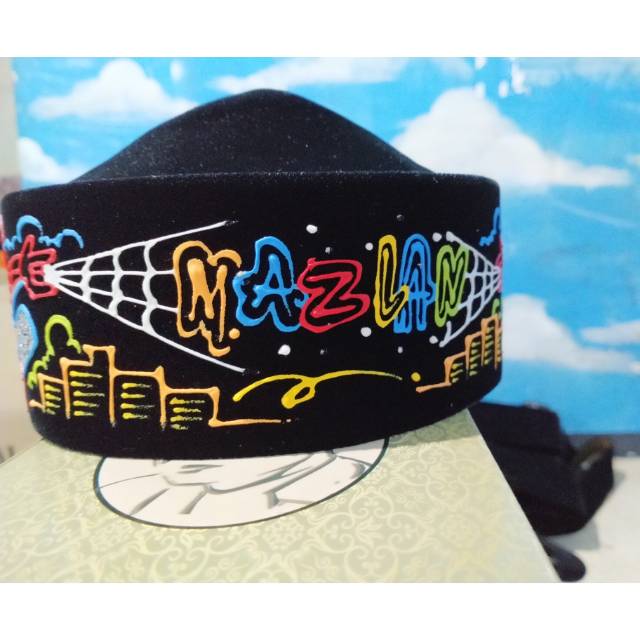 Songkok model susun beludru hitam/songkok lukis/songkokanak