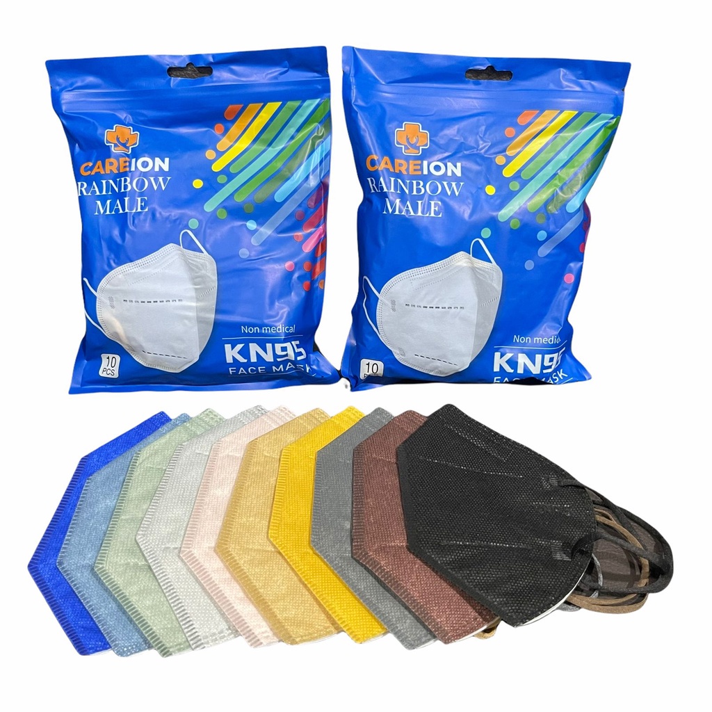 KN95 CAREION RAINBOW MIX 10PC - MASKER KN95 CAREION 5PLY SUDAH MIX WARNA