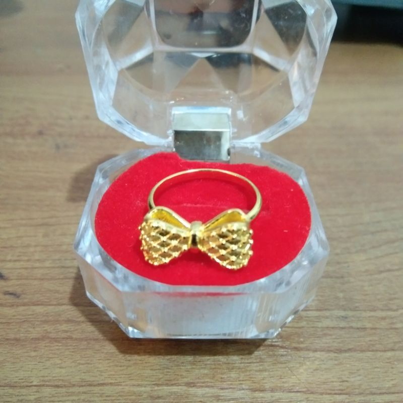 cincin dewasa motif dasi kupu-kupu emas muda kadar 18k berat 2,8gram