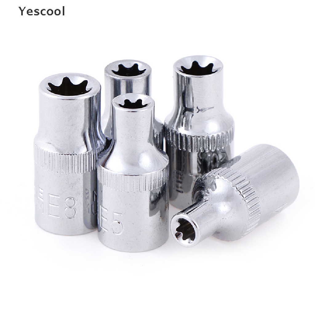 Yescool 5pcs / set socket Mata Bor torx star bit female e 1 / 4 &quot;