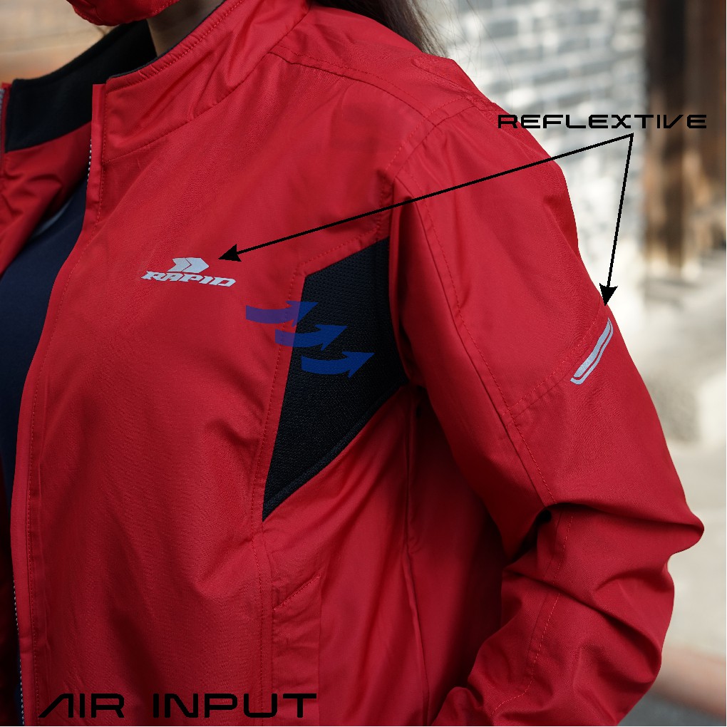 Jaket motor wanita terbaru kekinian parasut anti air jacket cewe keren waterproof RAPID SCARLET bold