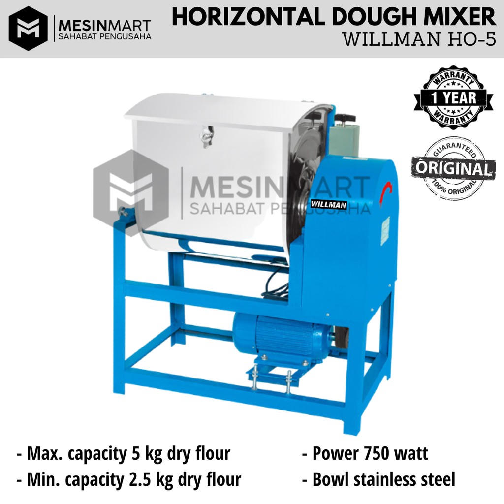 Mesin Pengaduk Adonan Mie Cireng Cilok Adonan Padat Berat/ Horizontal Dough Mixer WILLMAN HO-5