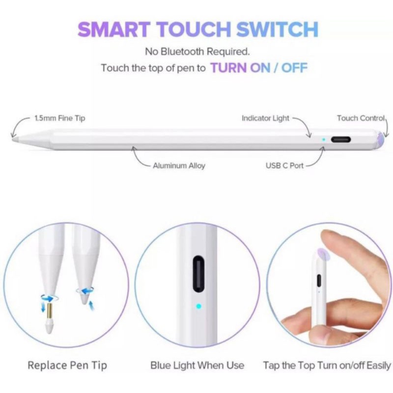 Pencil Stylus Pen With Palm Rejection Touch Screen Capacitive Stylus Pen For ios Produksi Tahun 2018-2021