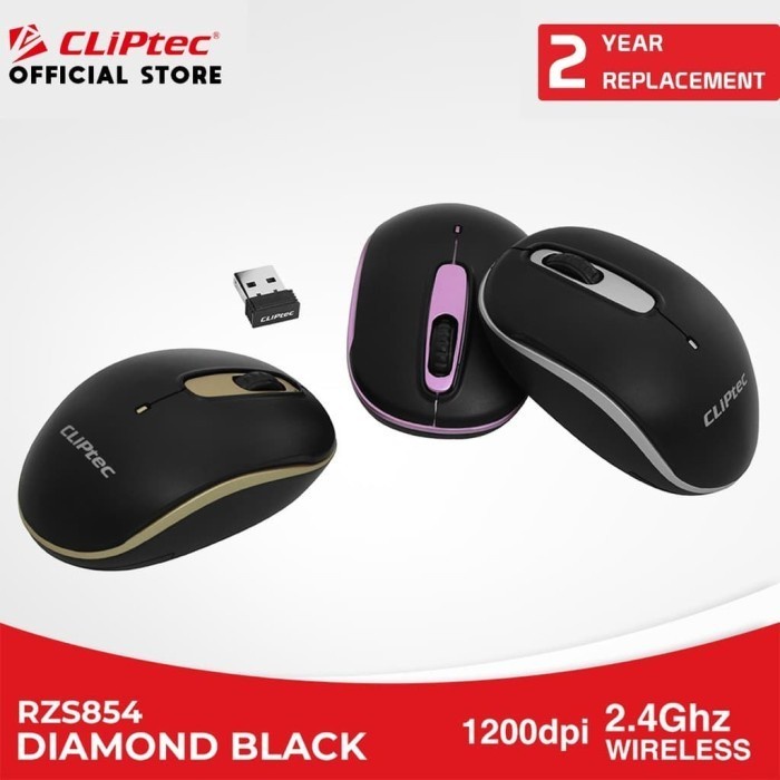 Cliptec RZS854 Diamond Black | Wireless Mouse Optik Murah Promo