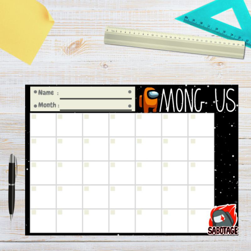 

MONTHLY PLANNER BOOK EDISI AMONG US / BUKU NOTE / AGENDA