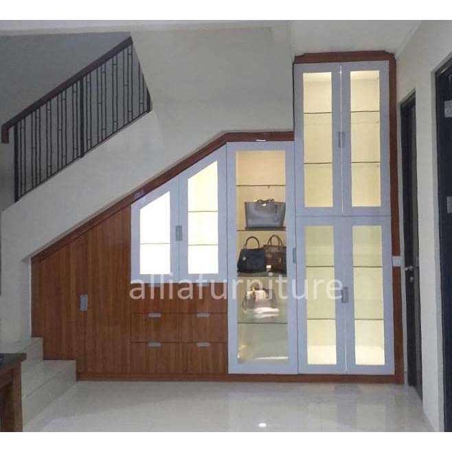 Lemari bawah tangga - Lemari bawah tangga minimalis - rak kabinet bawah tangga - Jasa pembuatan furn