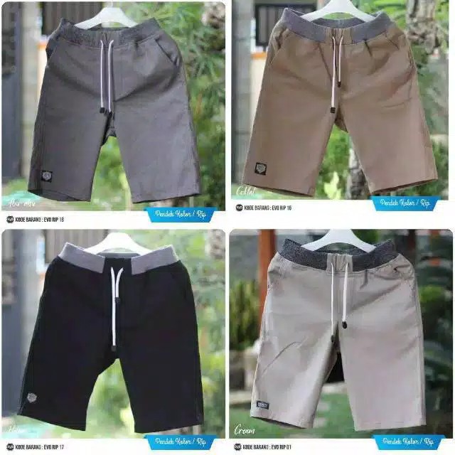 CHINOS PENDEK PINGGANG KARET - CHINOS PENDEK KOLOR - CHINO PENDEK RIP PREMIUM TERLARIS-TERMURAH