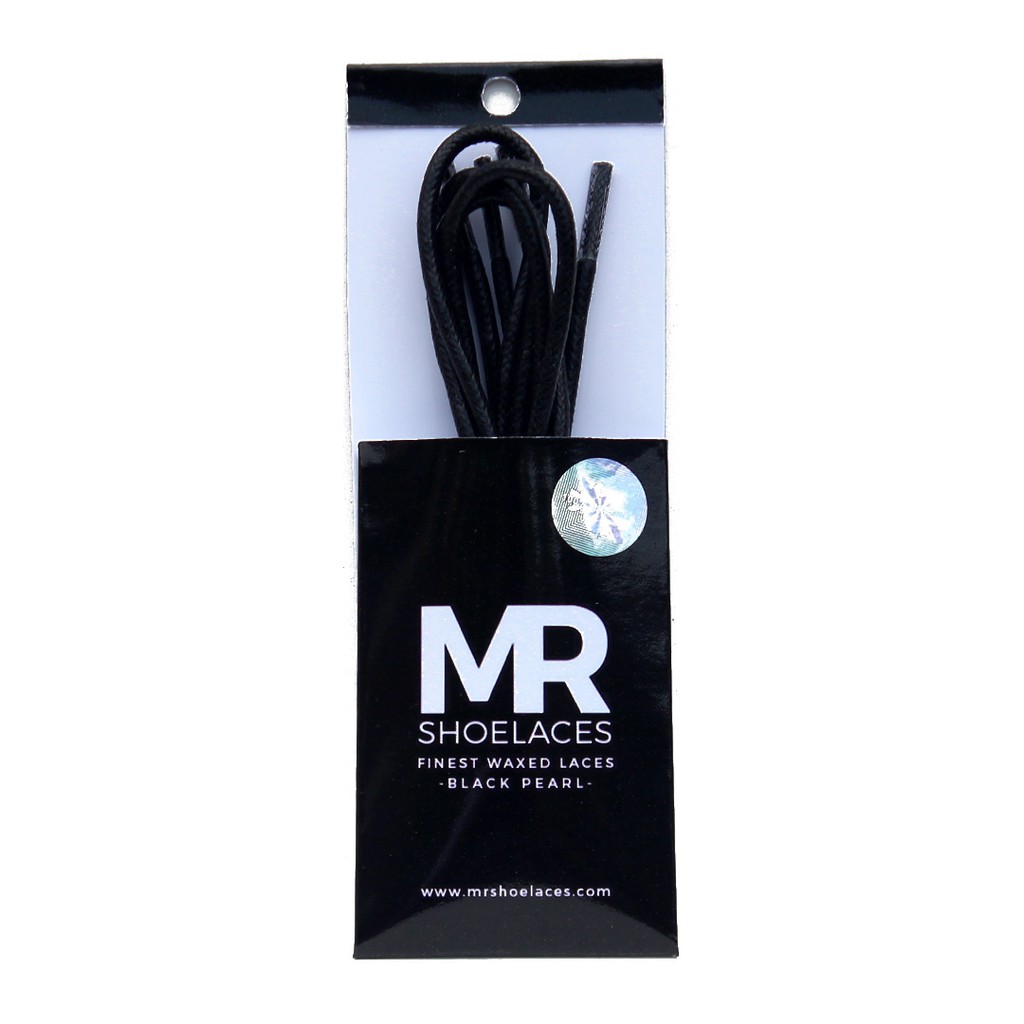 MR Shoelaces RD01 Black Pearl Tali Sepatu Lilin 2-3mm Bulat Round 50cm 60cm 70cm 80cm 90cm 100cm 120cm 150cm (Waxed Laces) - Premium Shoelace Hitam