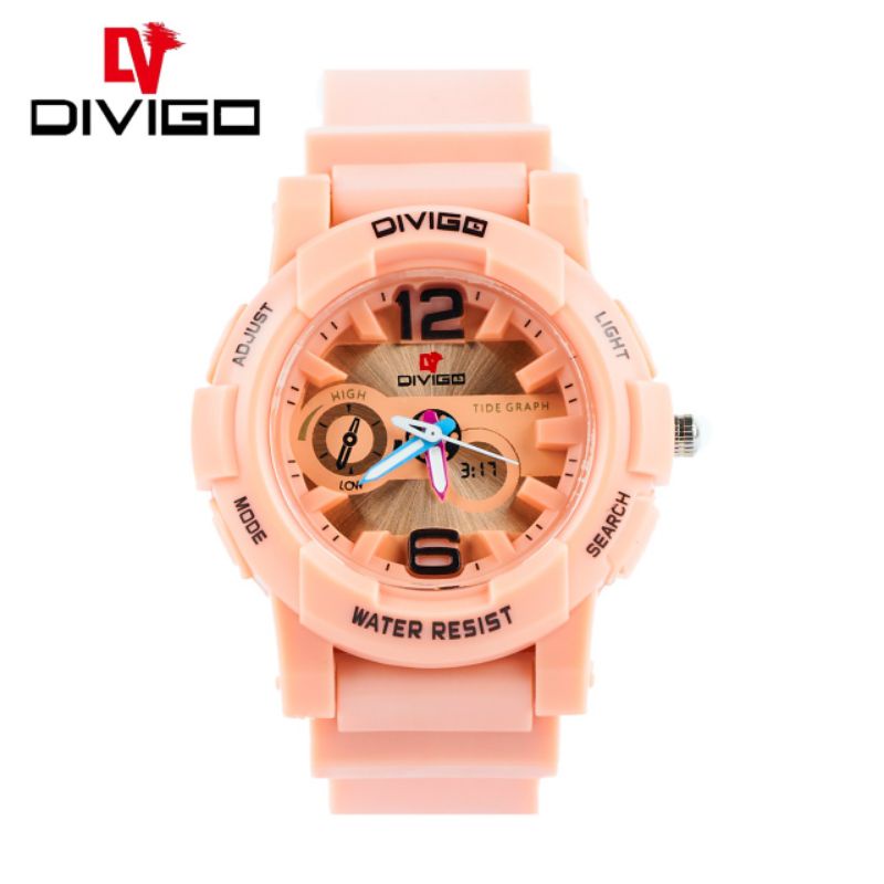 (Grosir)Jam Tangan Wanita Divigo Adjust Anti Air/Water Resist Strap Rubber/Karet(Terima Cod)