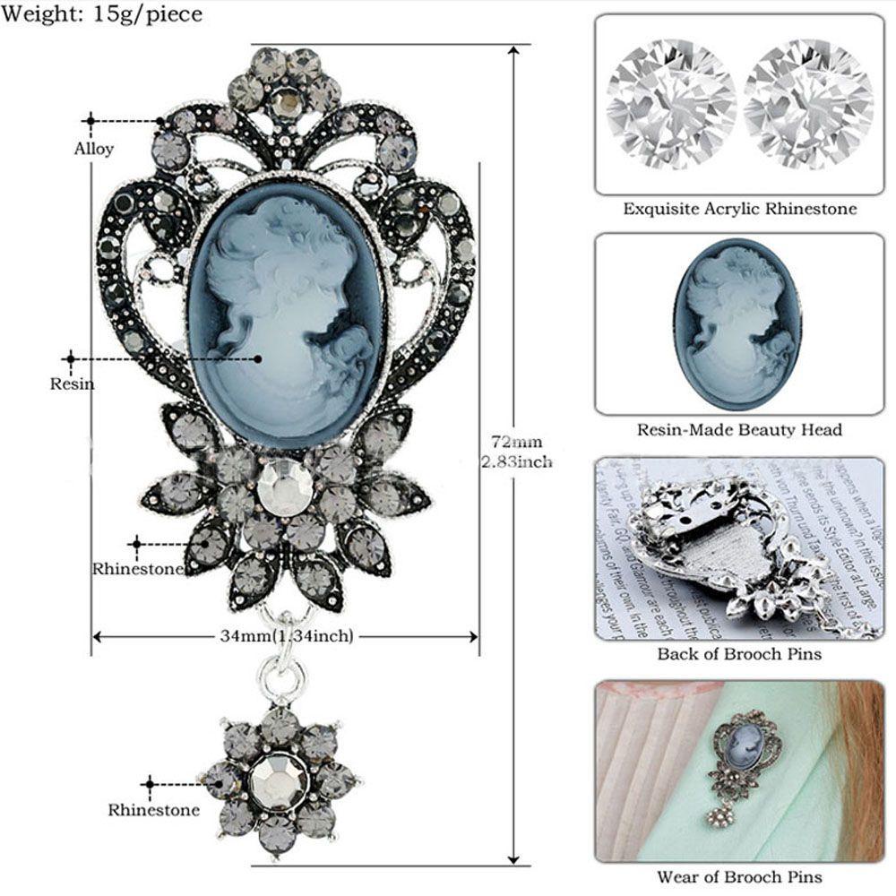 1 Pc Bros Pin Desain Cameo Queen Boutonniere Warna Emas Silver Gaya Vintage Untuk Hadiah Natal