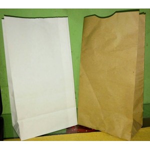 

Paper Bag / Kantong Kertas Roti ukuran 12.5x21+8cm Putih dan Coklat