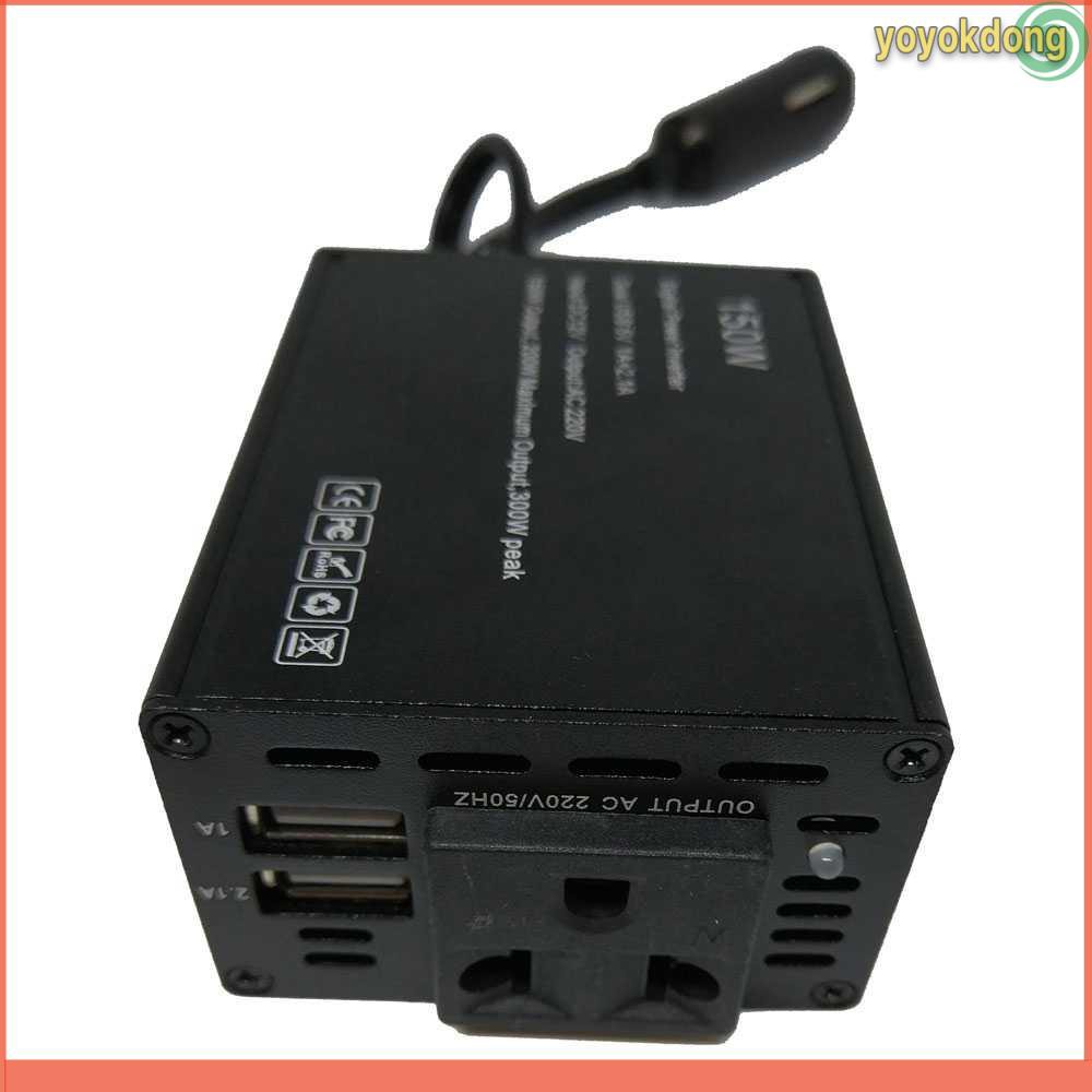 Taffware Power Inverter Mobil dengan 2 USB Port 150W 220V - PI-150W
