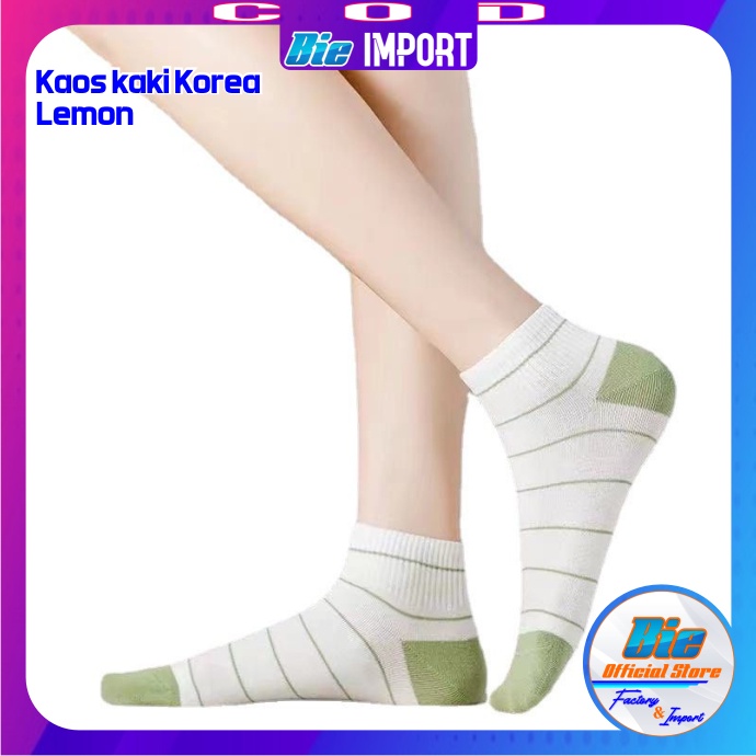 Kaos Kaki Korea Wanita Motif Lemon Impor Best Seller