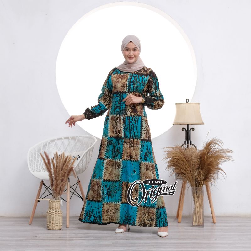 Gamis Rayon Twill Premium Candi Mekar Ori Cap Malaman Syari Jumbo